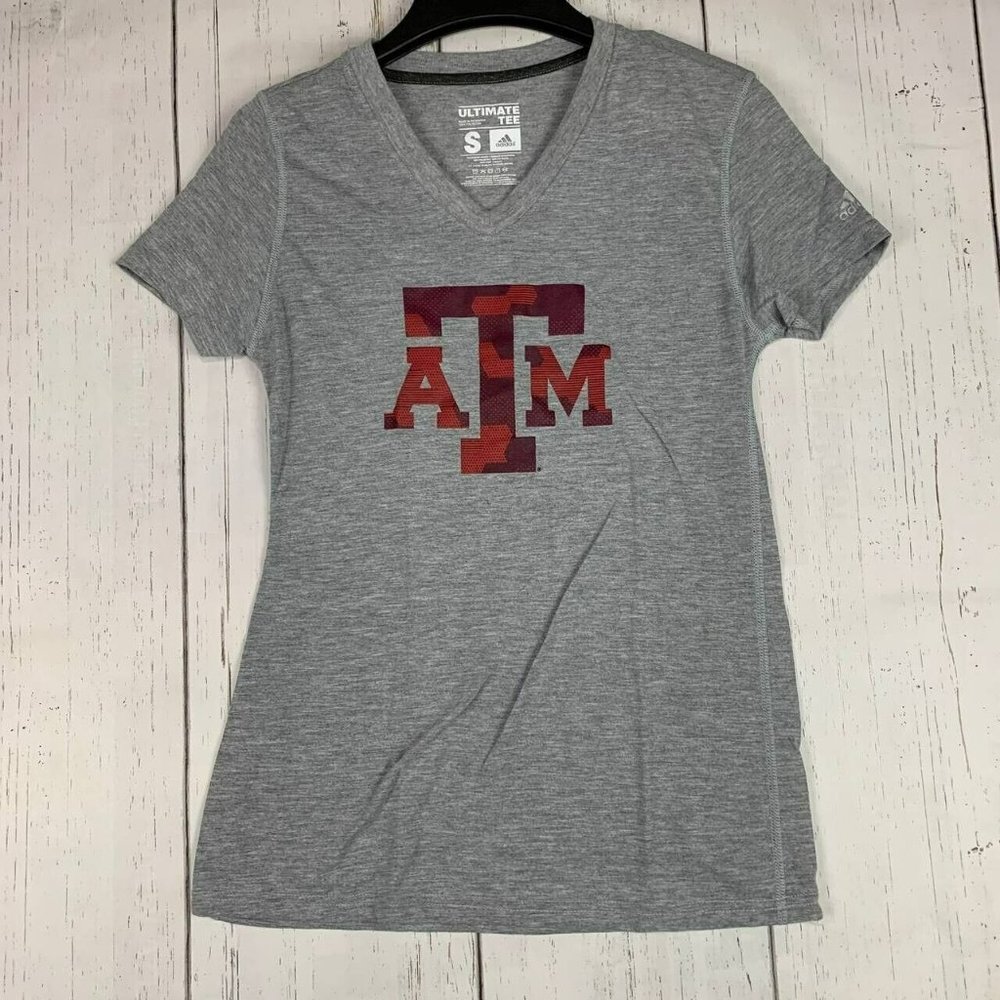 Texas A&M Aggies NCAA Small Adidas Casual T-Shirt Gray‎ New Women